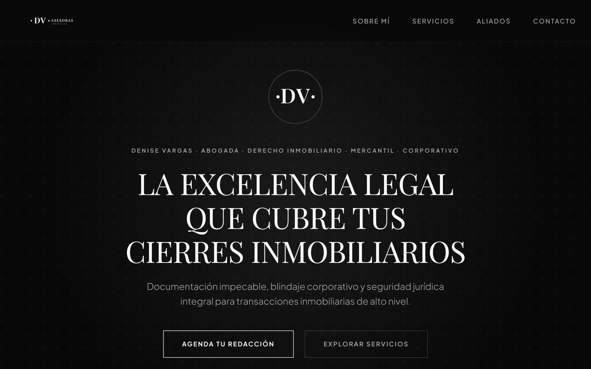 Sitio web de DV Asesoras Jurídicas visto en computadora
